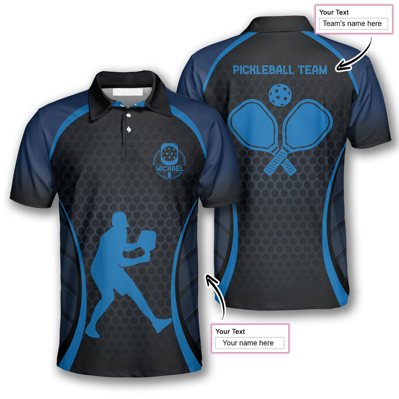 Custom Blue Honeycomb Custom Pickleball Shirts For Men