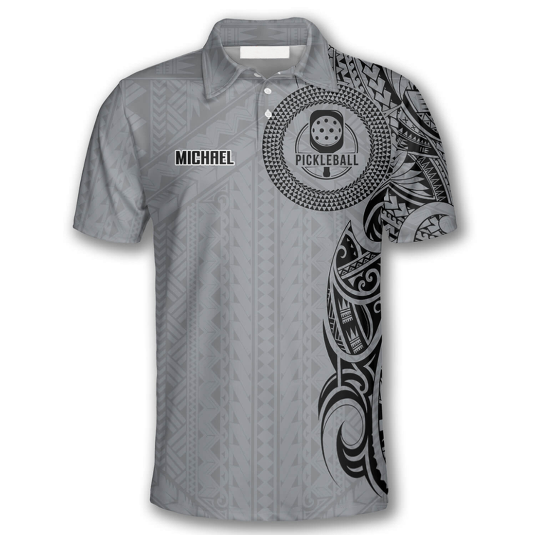 Custom Strike Grey Tribal Tattoo Custom Pickleball Shirts For Men