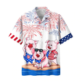 Pig 4th of july Hawaiian Shirt, Men's USA Patriotic Hawaiian Shirt, Patriotic Aloha Shirts