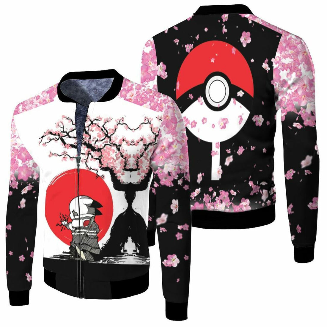 FUNSTUFFPRINT Pikachu Sasuke Uchiha Clan Japanese Blossom 3D Bomber Jacket
