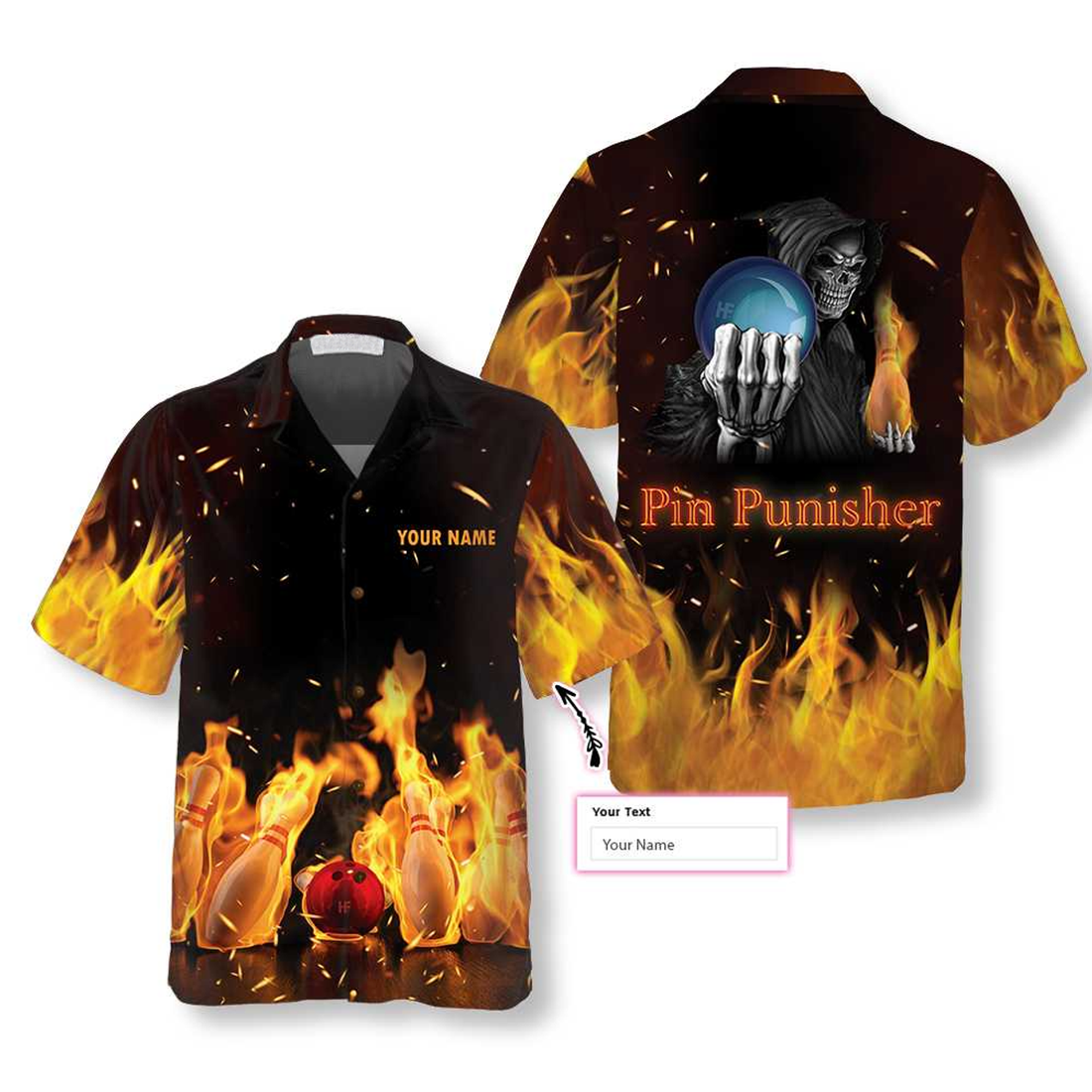 Custom Pin Punisher Bowling Custom Hawaiian Shirt, Personalized Bowling Shirt For Men & Women