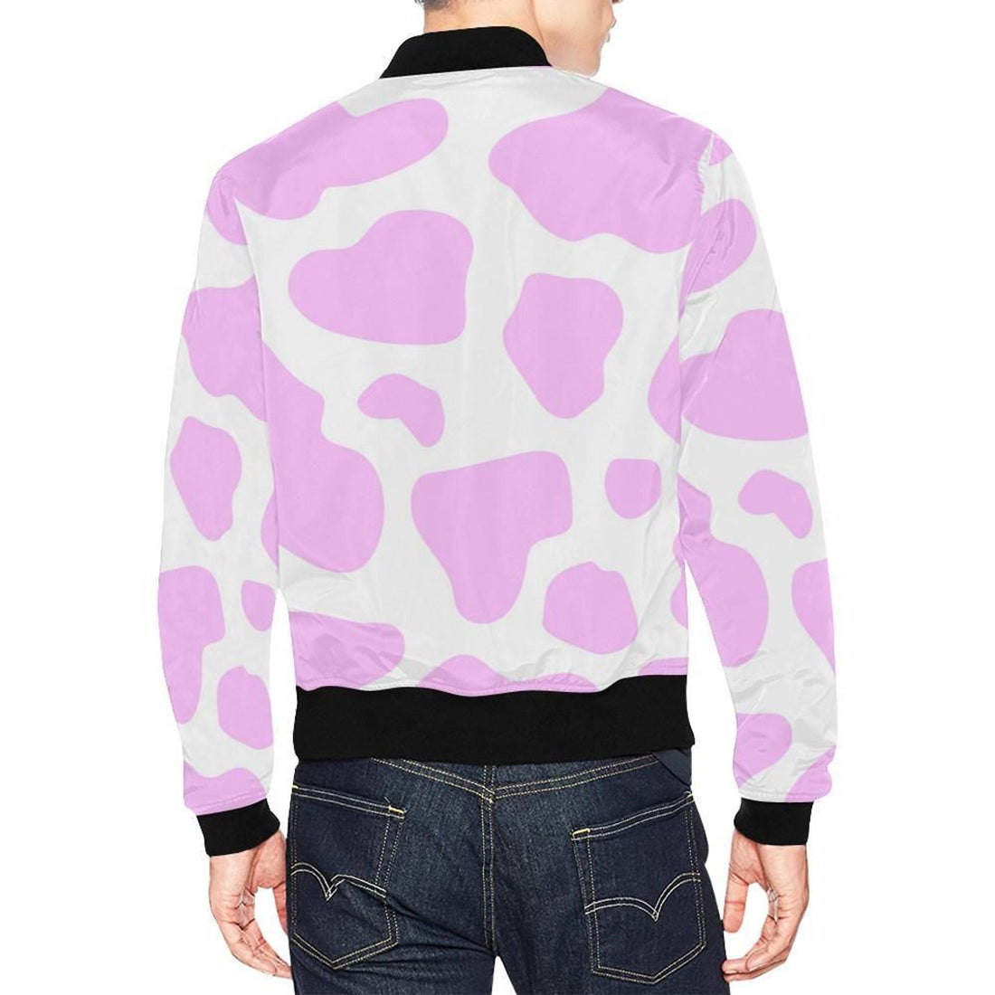 FUNSTUFFPRINT Pink Cow Pattern Print Mens 3D Bomber Jacket