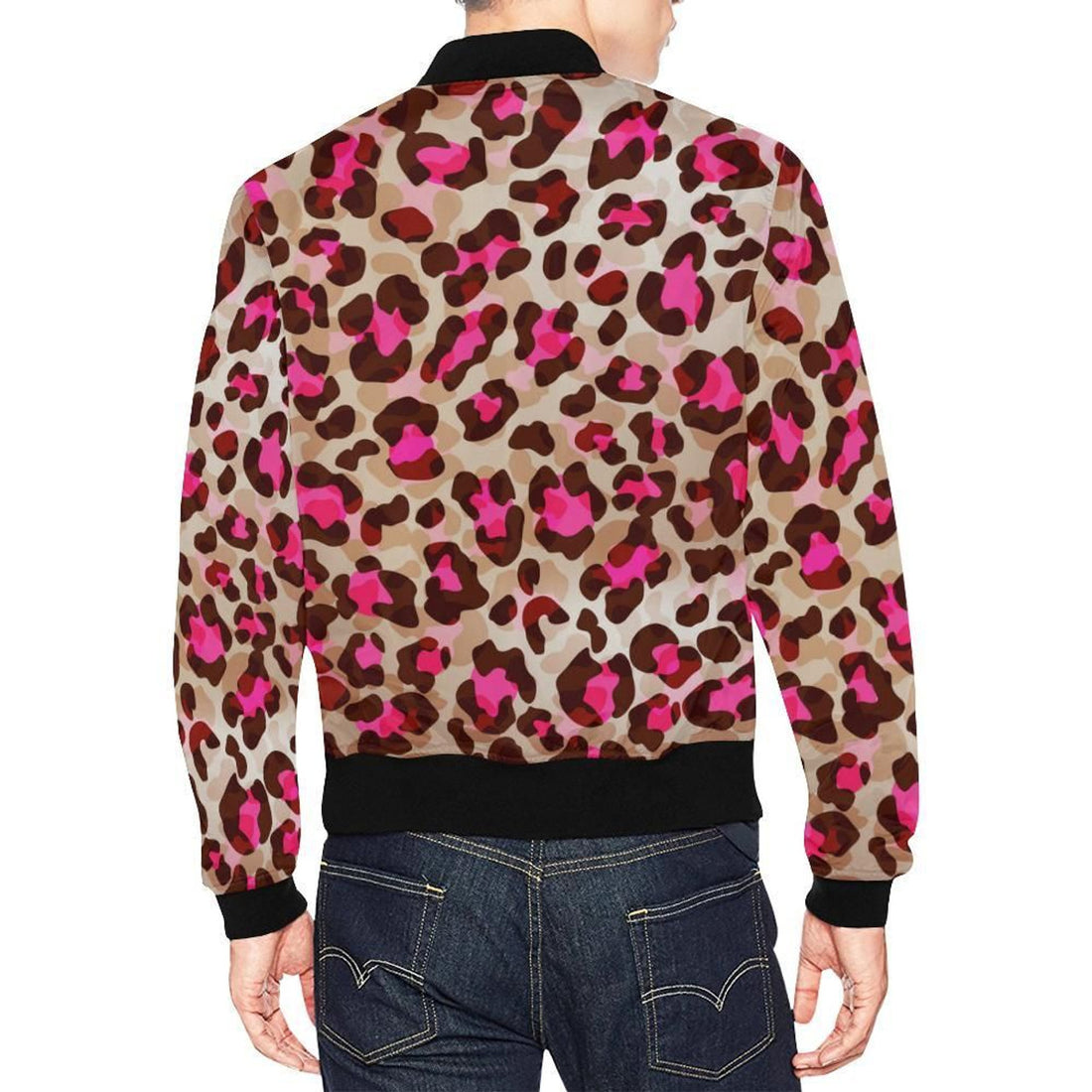 FUNSTUFFPRINT Pink Dot Cheetah Leopard Pattern Print Mens 3D Bomber Jacket