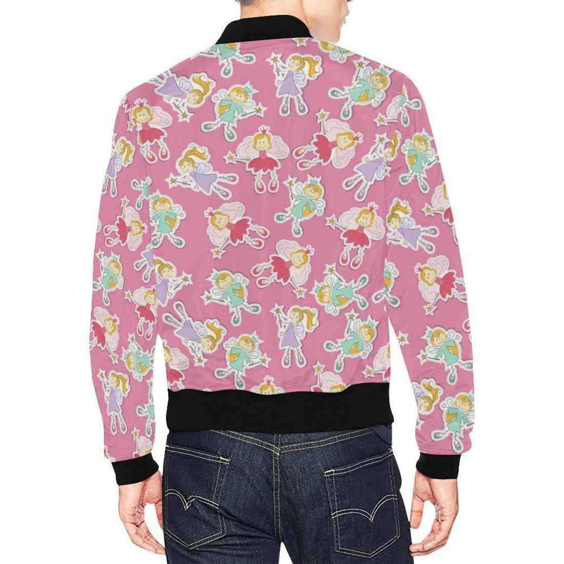 FUNSTUFFPRINT Pink Fairy Pattern Print Mens 3D Bomber Jacket