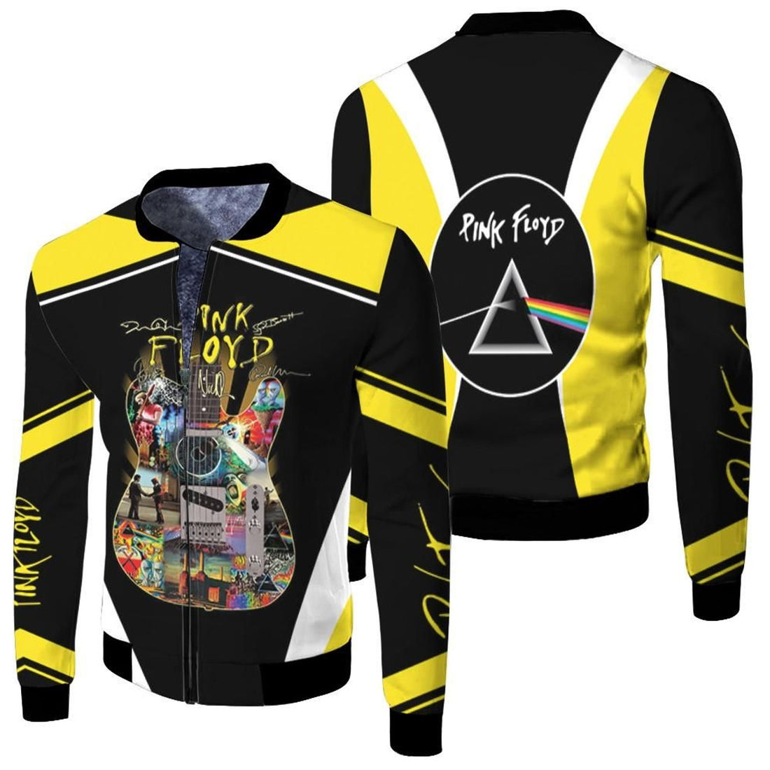 FUNSTUFFPRINT Pink Floyd Rock Band Guitar Albums Music 3D Designed Allover Gift For Pink Floyd Fans 3D Bomber Jacket