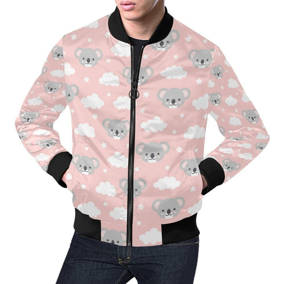 FUNSTUFFPRINT Pink Koala Pattern Print Mens 3D Bomber Jacket