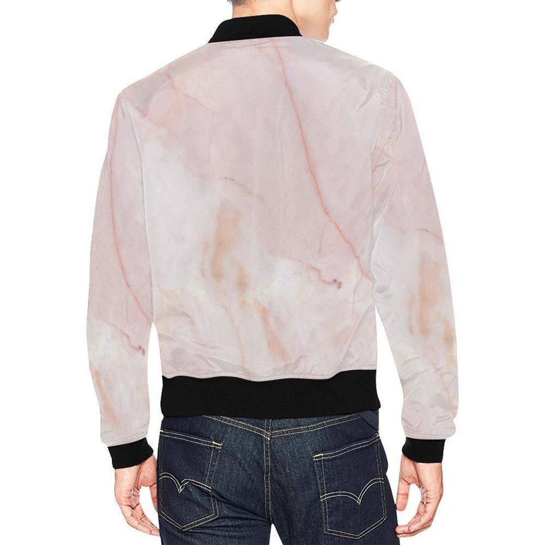 FUNSTUFFPRINT Pink Marble Pattern Print Mens 3D Bomber Jacket