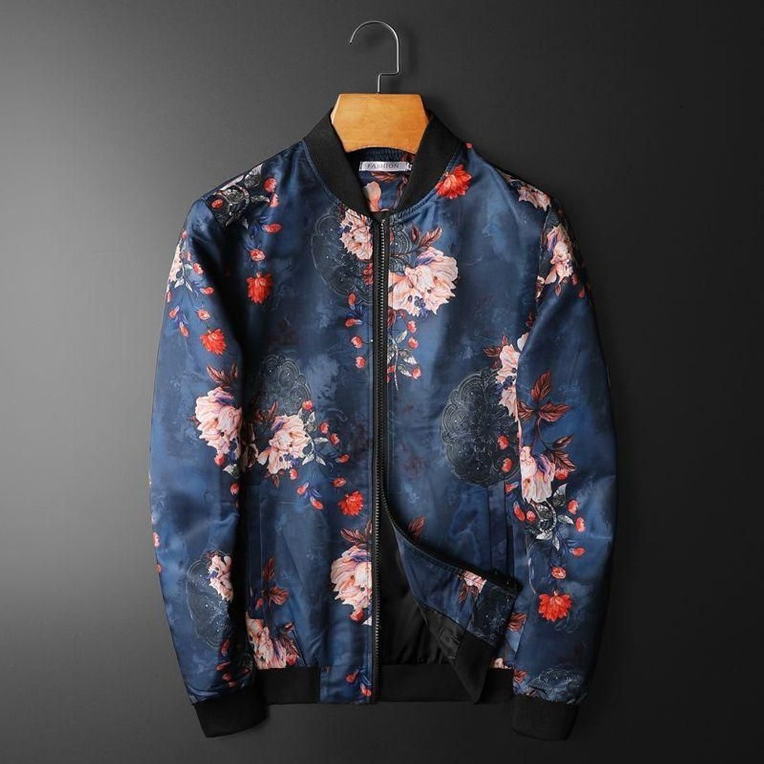 FUNSTUFFPRINT Pink and Red Dahila Printed 3D Bomber Jacket
