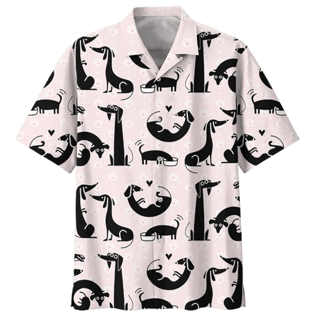 Pink Dachshund Watercolor Design Hawaiian Shirt
