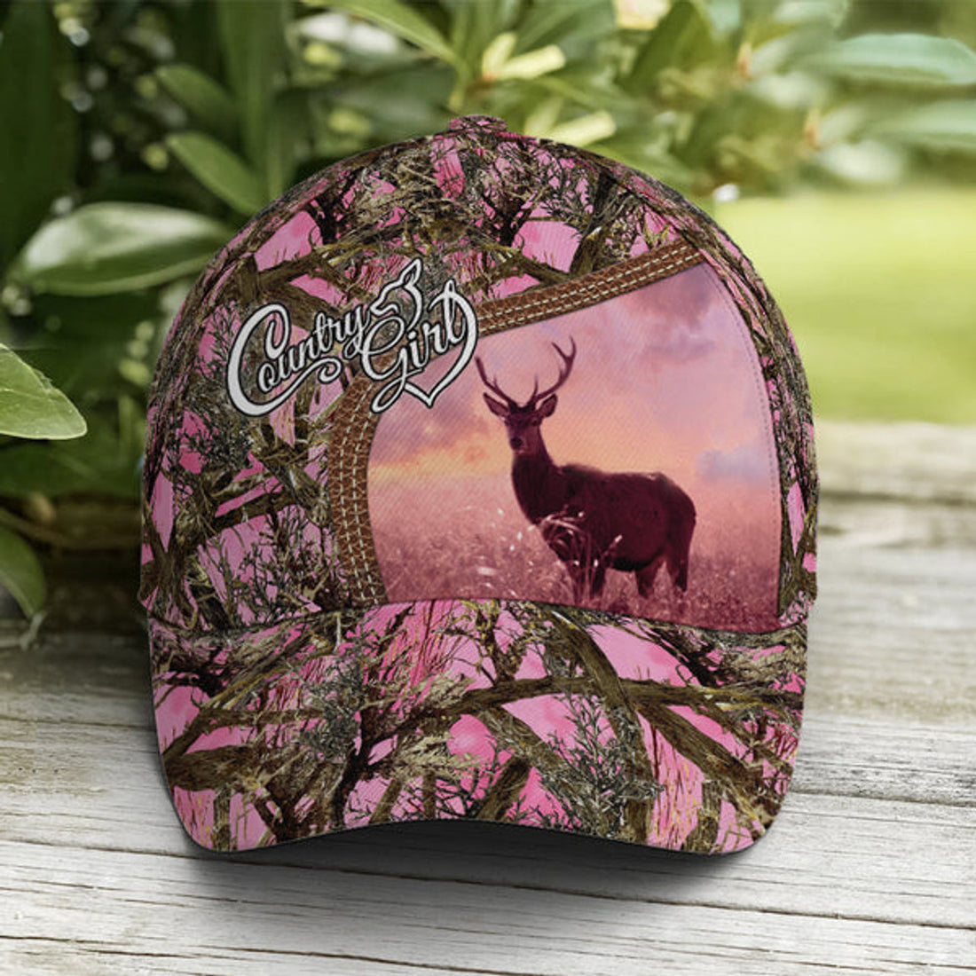 FUNSTUFFPRINT Pink Camouflaged Deer Hunting Baseball Cap