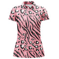 Custom Pink Tiger Leopard Texture Womens Golf Polo Shirts Custom Team Women Golf Shirts, Perfect Gift For Women