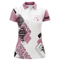 Custom Pink Womens Golf Polo White Shirt Leopard Pattern Custom Name Golf Gift For Women