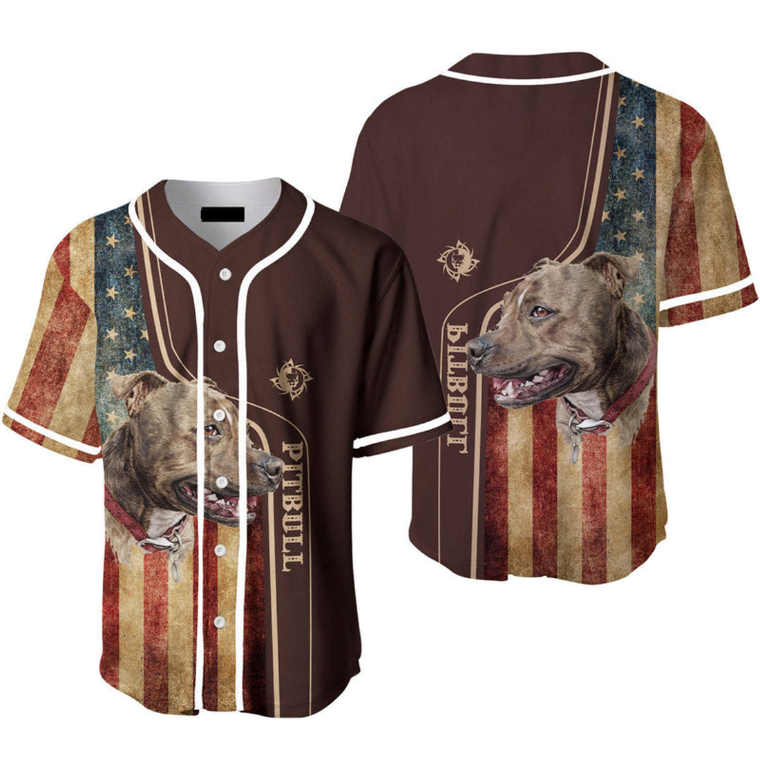 Pitbull Dog American Flag Baseball Jersey, Gift for Men & Women
