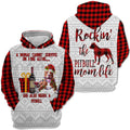 FUNSTUFFPRINT 3D Pitbull Dog Wine Christmas All Over 3D Hoodie and Zip Hoodie