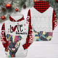 FUNSTUFFPRINT 3D Pitbull Patch Christmas All Over 3D Hoodie and Zip Hoodie