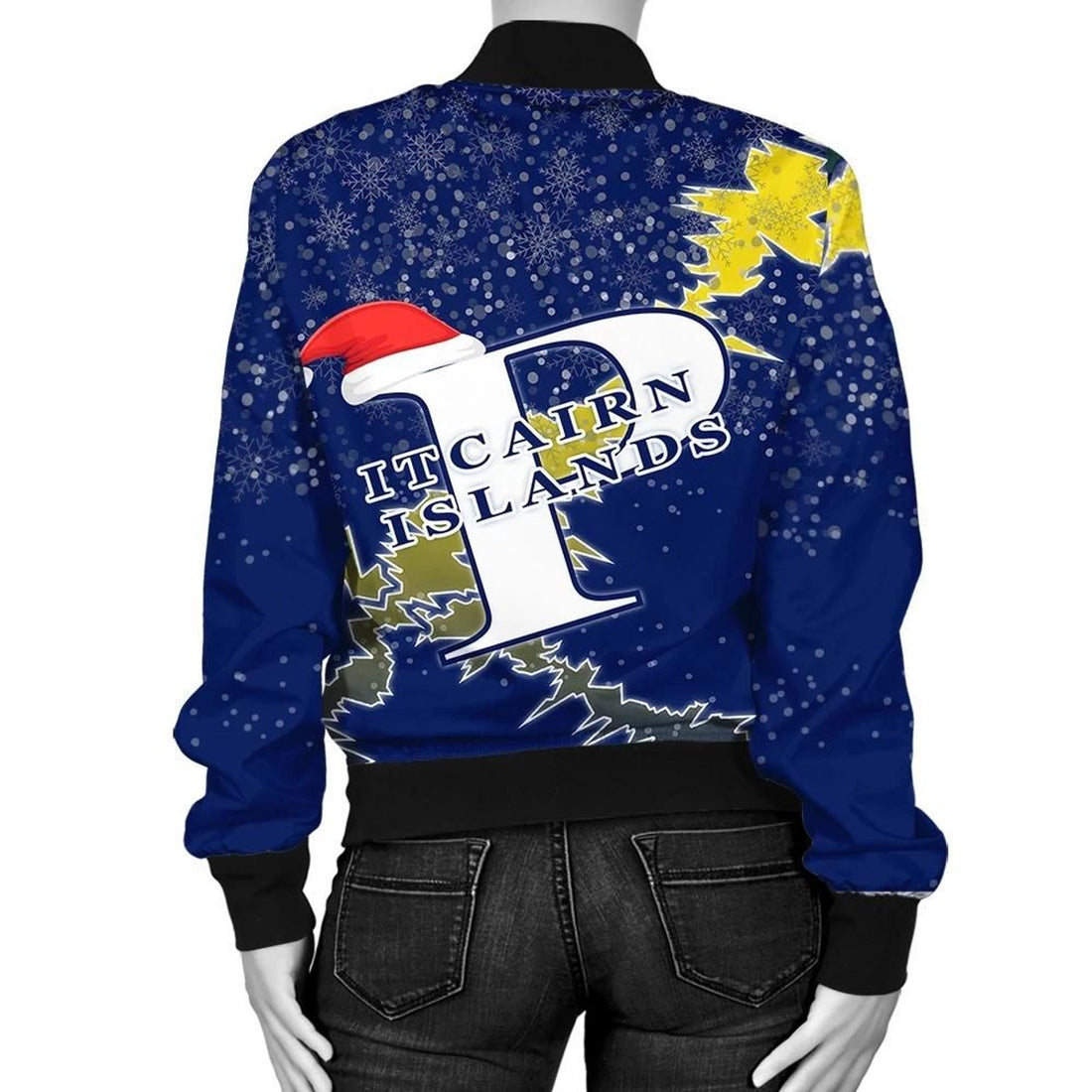 FUNSTUFFPRINT Pitcairn Islands Christmas Coat Of Arms Women Bomber Jacket Style 3D Bomber Jacket