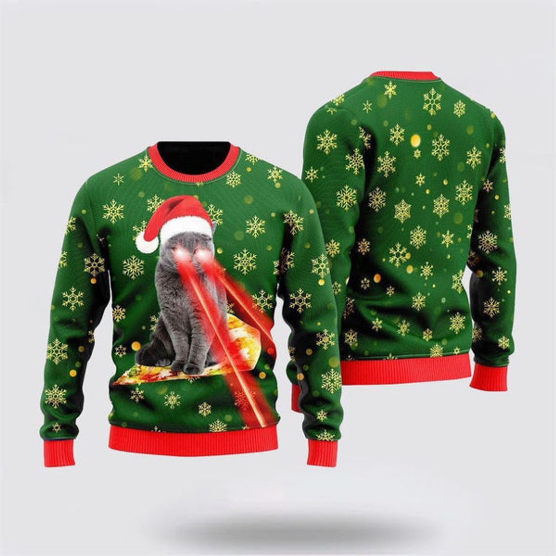 FUNSTUFFPRINT Pizza Cat Ugly Christmas Ugly Christmas Sweater For Men And Women, Best Gift For Christmas, Christmas Fashion Winter Ugly  Sweater