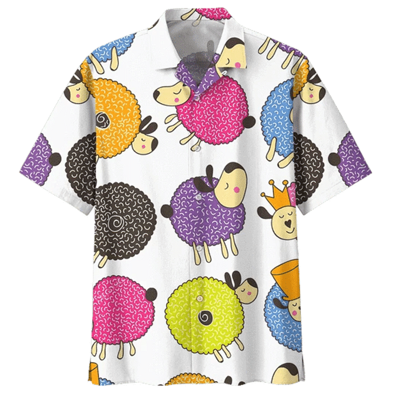 Plump Sheep Illustration Design Hawaiian Shirt
