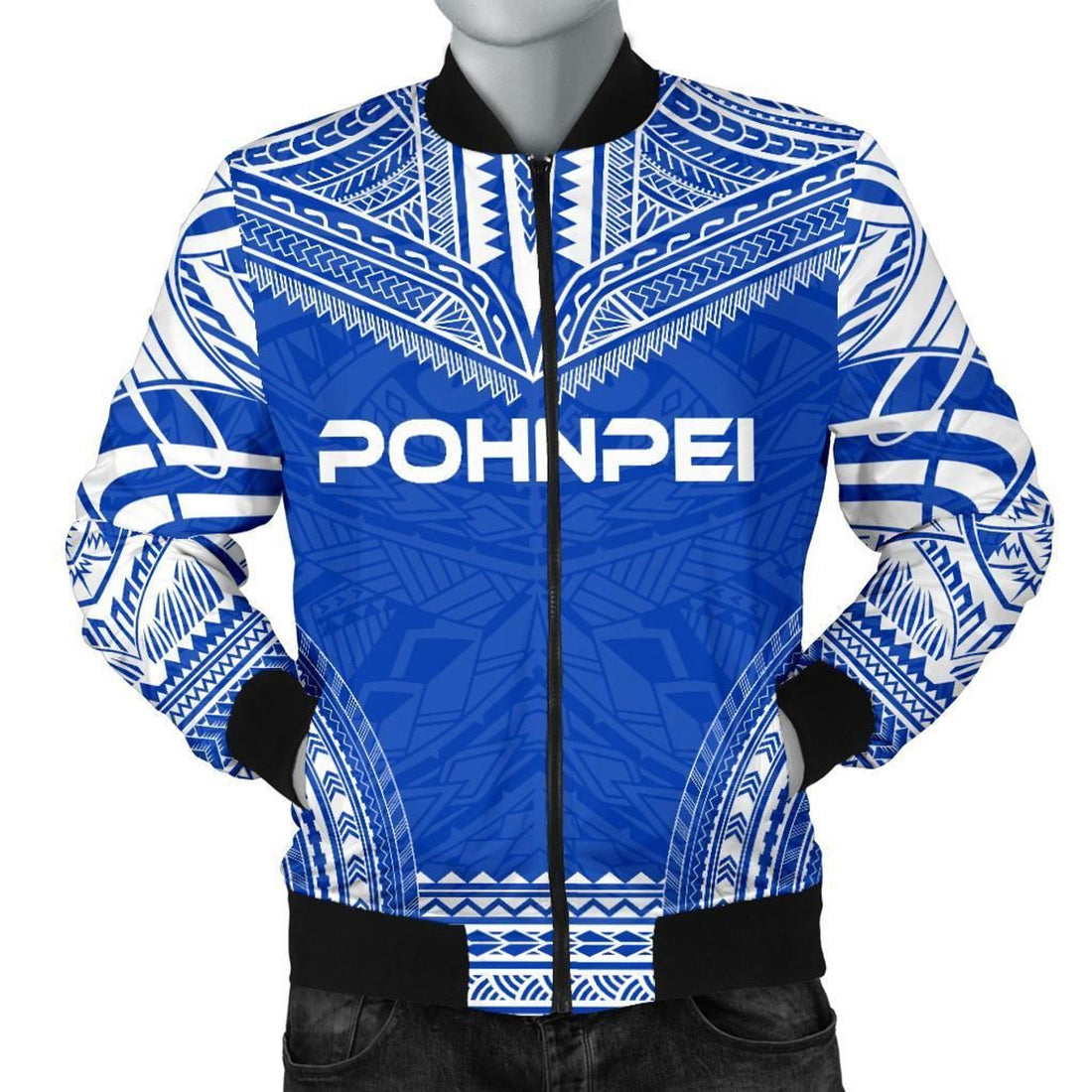 FUNSTUFFPRINT Pohnpei Flag Polynesian Chief Men's Bomber Jacket - 3D Bomber Jacket