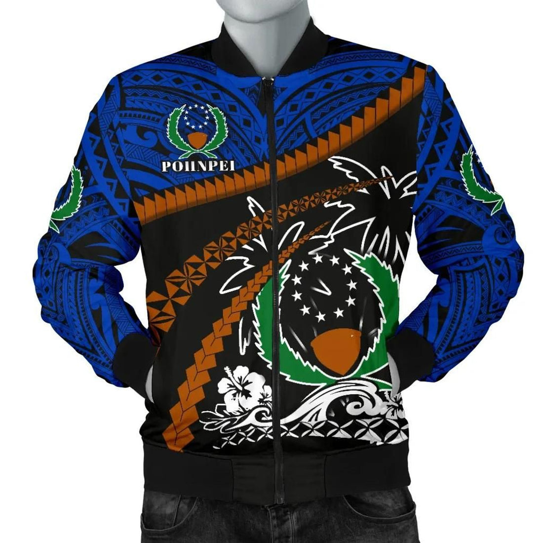 FUNSTUFFPRINT Pohnpei Men Bomber Jacket - Road to Hometown 3D Bomber Jacket