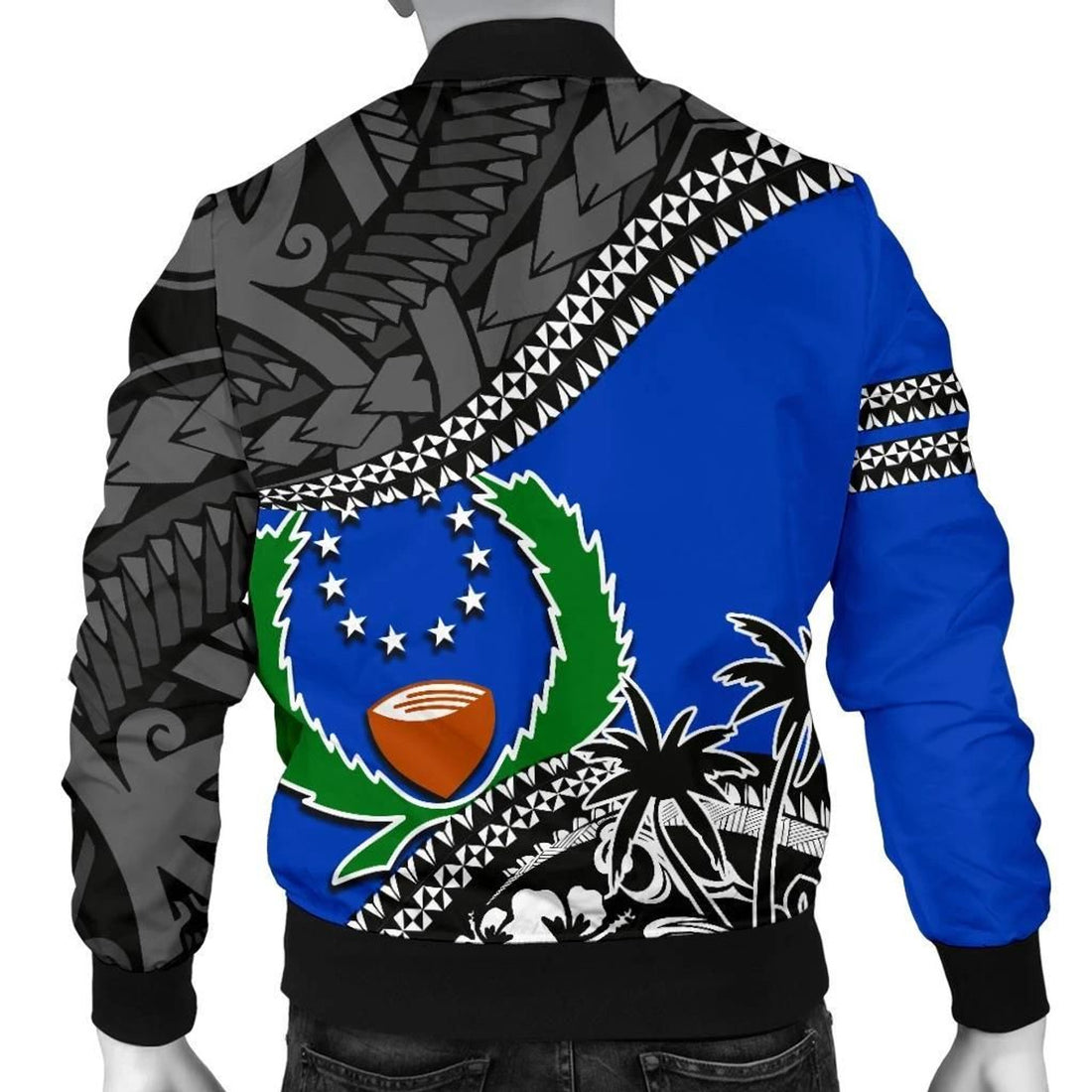 FUNSTUFFPRINT Pohnpei Men's Bomber Jacket Fall In Wave 3D Bomber Jacket