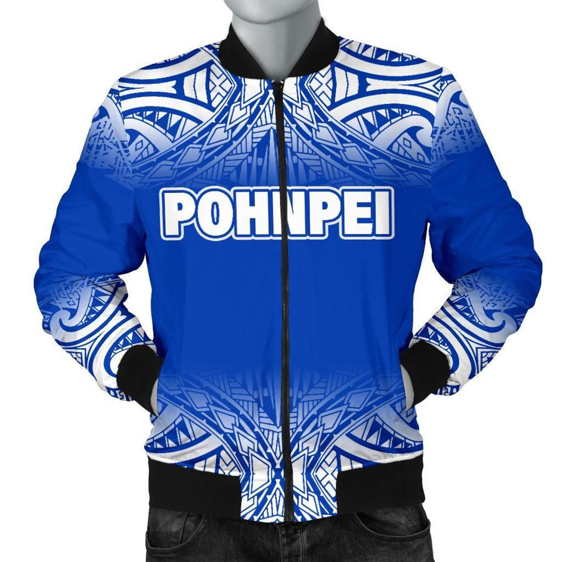 FUNSTUFFPRINT Pohnpei Men's Bomber Jacket - Fog Blue Style - 3D Bomber Jacket