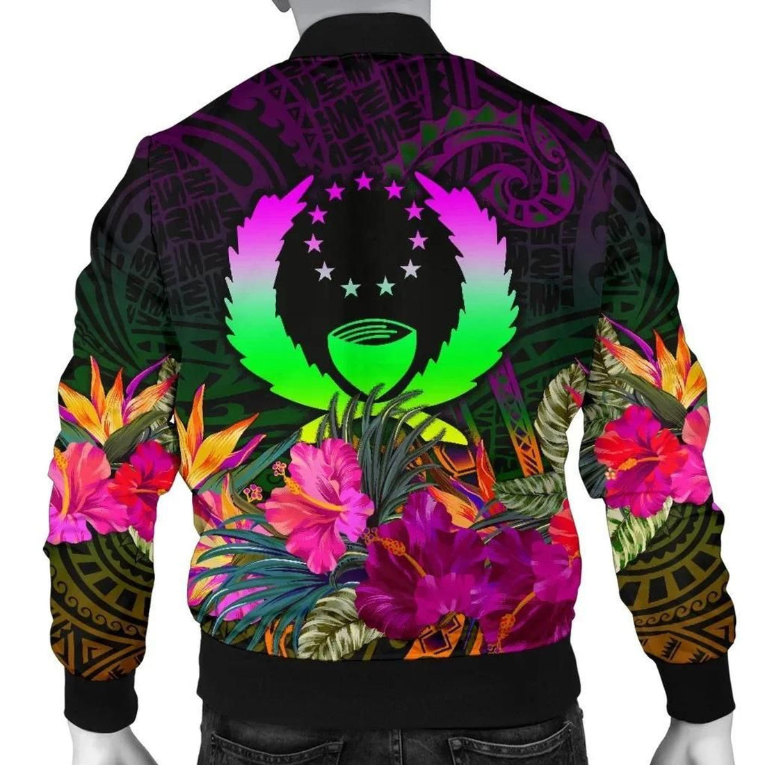 FUNSTUFFPRINT Pohnpei Men's Bomber jacket - Summer Hibiscus - 3D Bomber Jacket