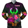FUNSTUFFPRINT Pohnpei Men's Bomber jacket - Summer Hibiscus - 3D Bomber Jacket