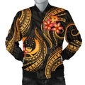 FUNSTUFFPRINT Pohnpei Micronesian Men Bomber Jacket - Gold Plumeria - 3D Bomber Jacket