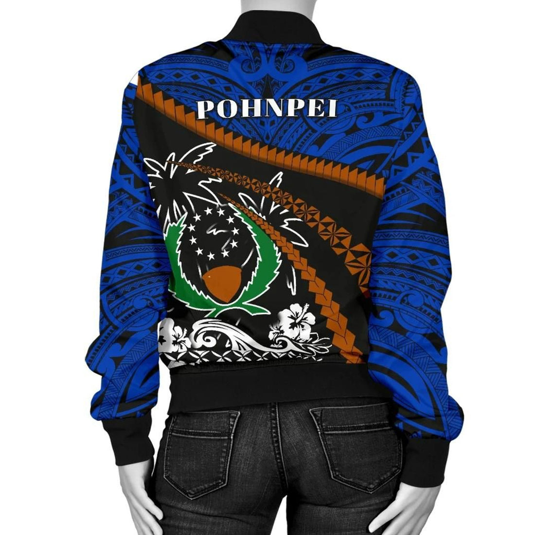 FUNSTUFFPRINT Pohnpei Women Bomber Jacket - Road to Hometown 3D Bomber Jacket