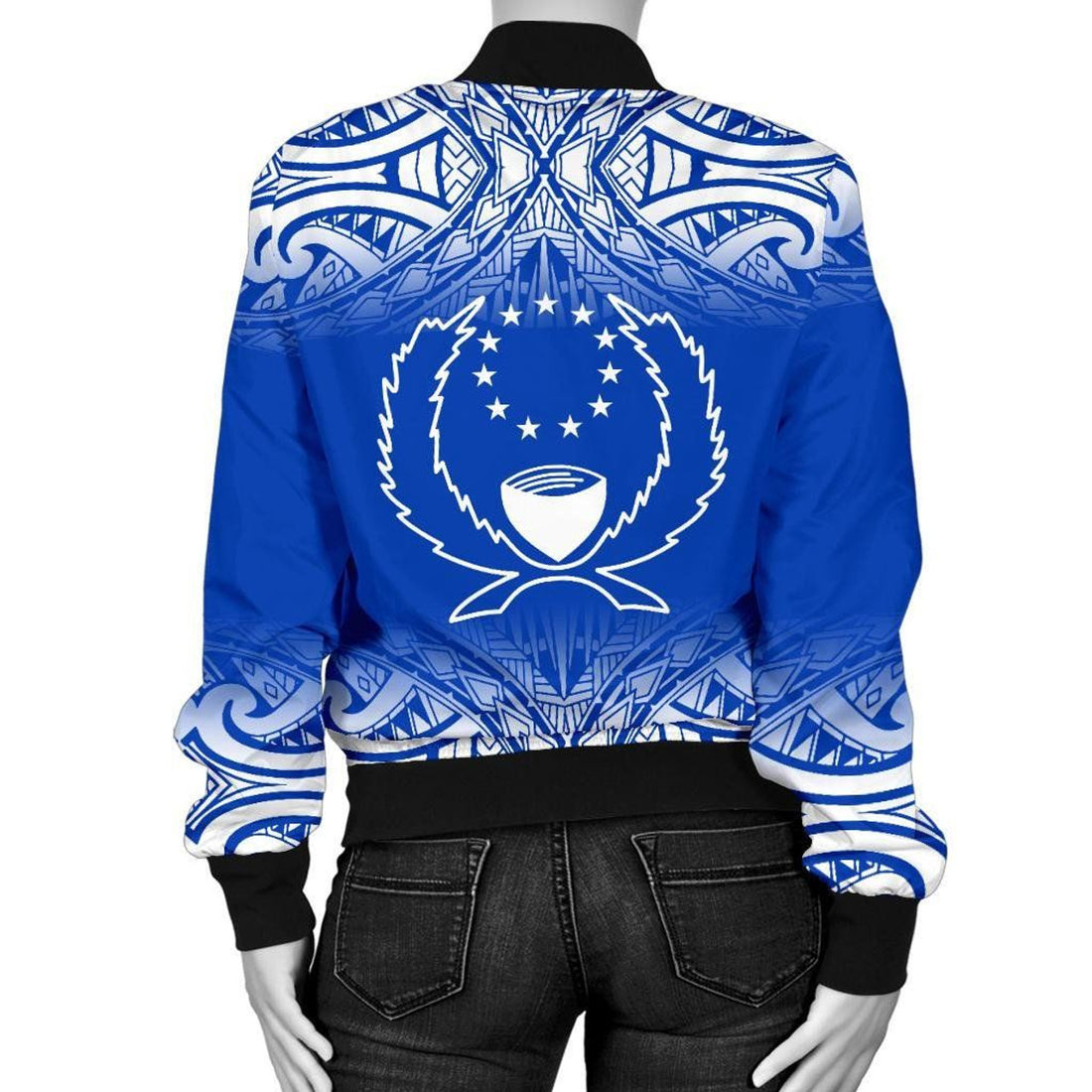 FUNSTUFFPRINT Pohnpei Women's Bomber Jacket - Fog Blue Style - 3D Bomber Jacket