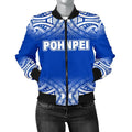 FUNSTUFFPRINT Pohnpei Women's Bomber Jacket - Fog Blue Style - 3D Bomber Jacket