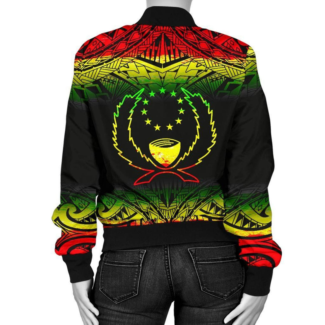 FUNSTUFFPRINT Pohnpei Women's Bomber Jacket - Fog Reggae Style - 3D Bomber Jacket