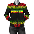 FUNSTUFFPRINT Pohnpei Women's Bomber Jacket - Fog Reggae Style - 3D Bomber Jacket