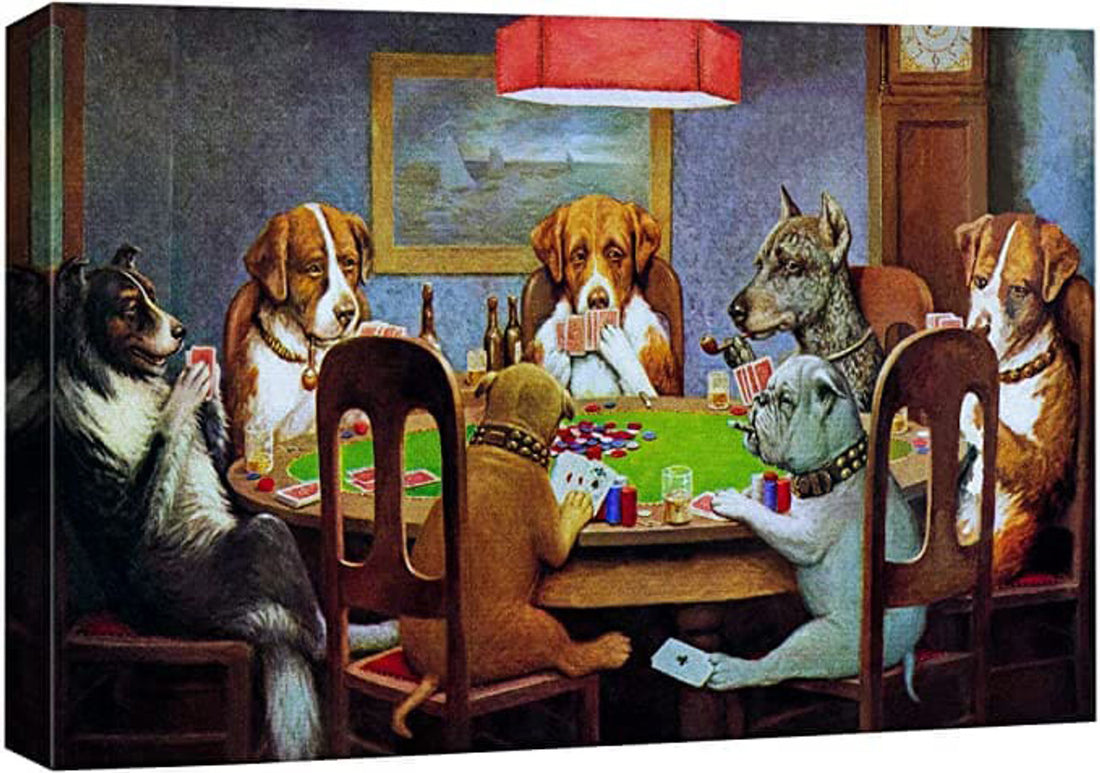 Poker Dog, Dog Lover, Poker Player, Wall Decor Poster and Canvas