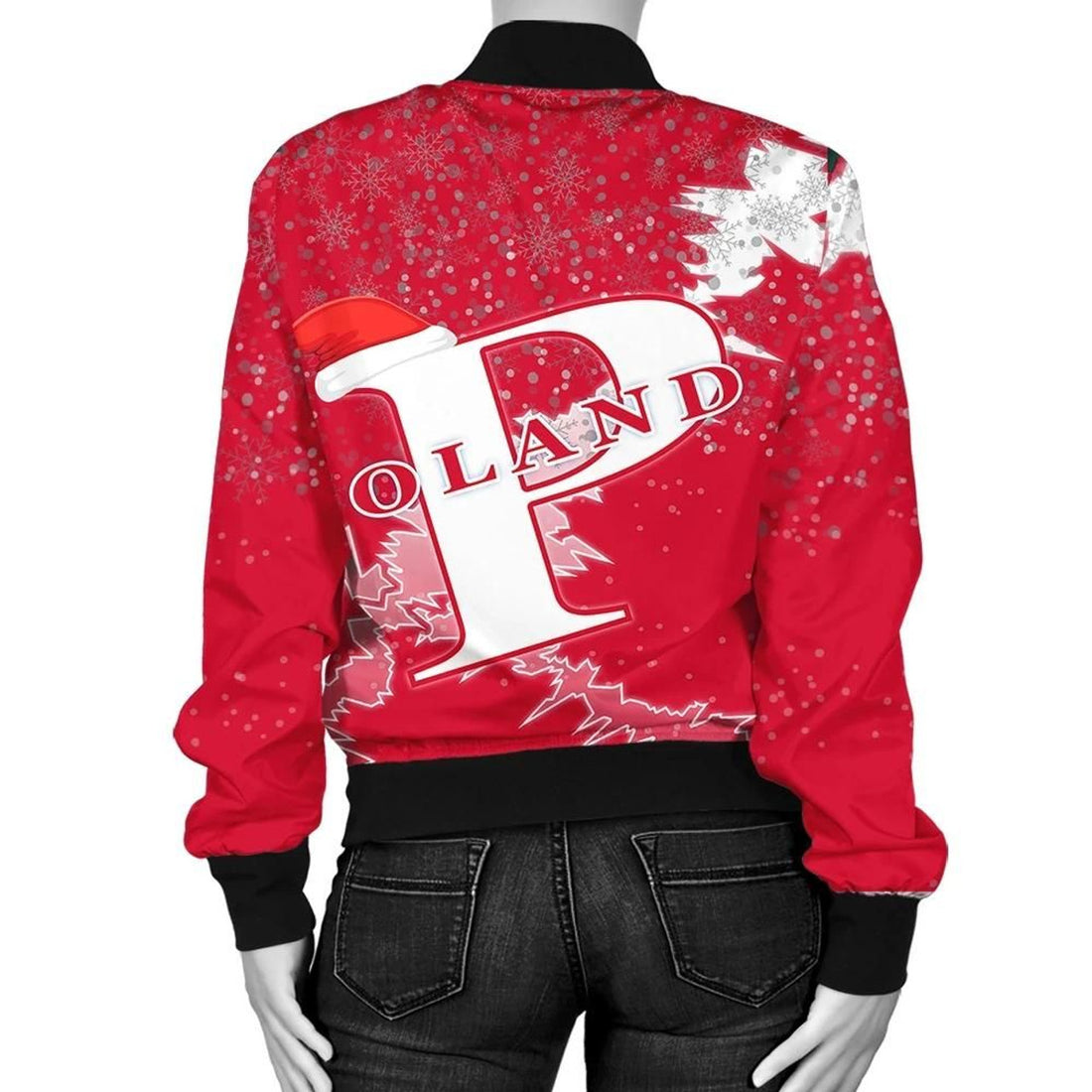 FUNSTUFFPRINT Poland Christmas Coat Of Arms Women Bomber Jacket Style 3D Bomber Jacket
