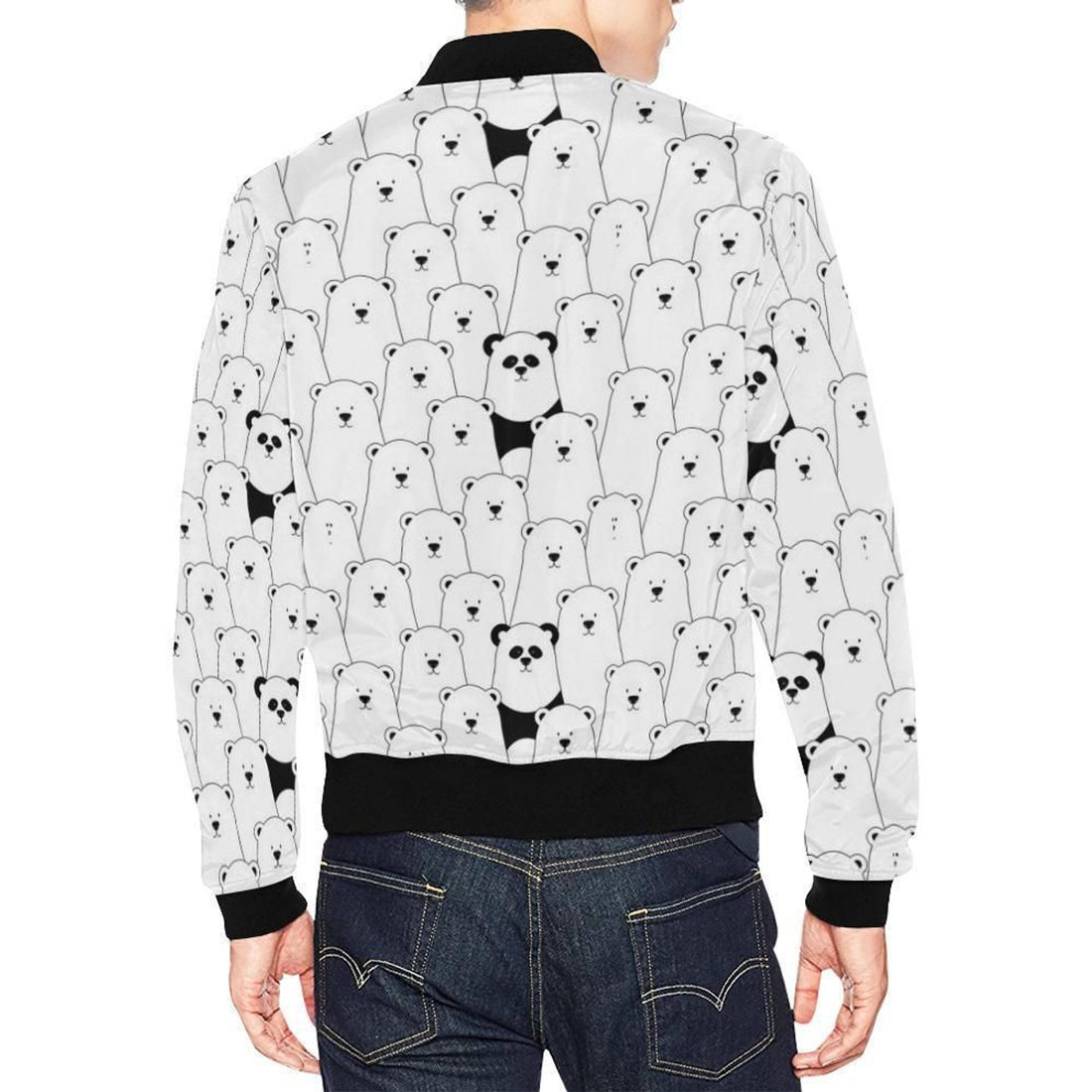 FUNSTUFFPRINT Polar Bear Panda Pattern Print Mens 3D Bomber Jacket