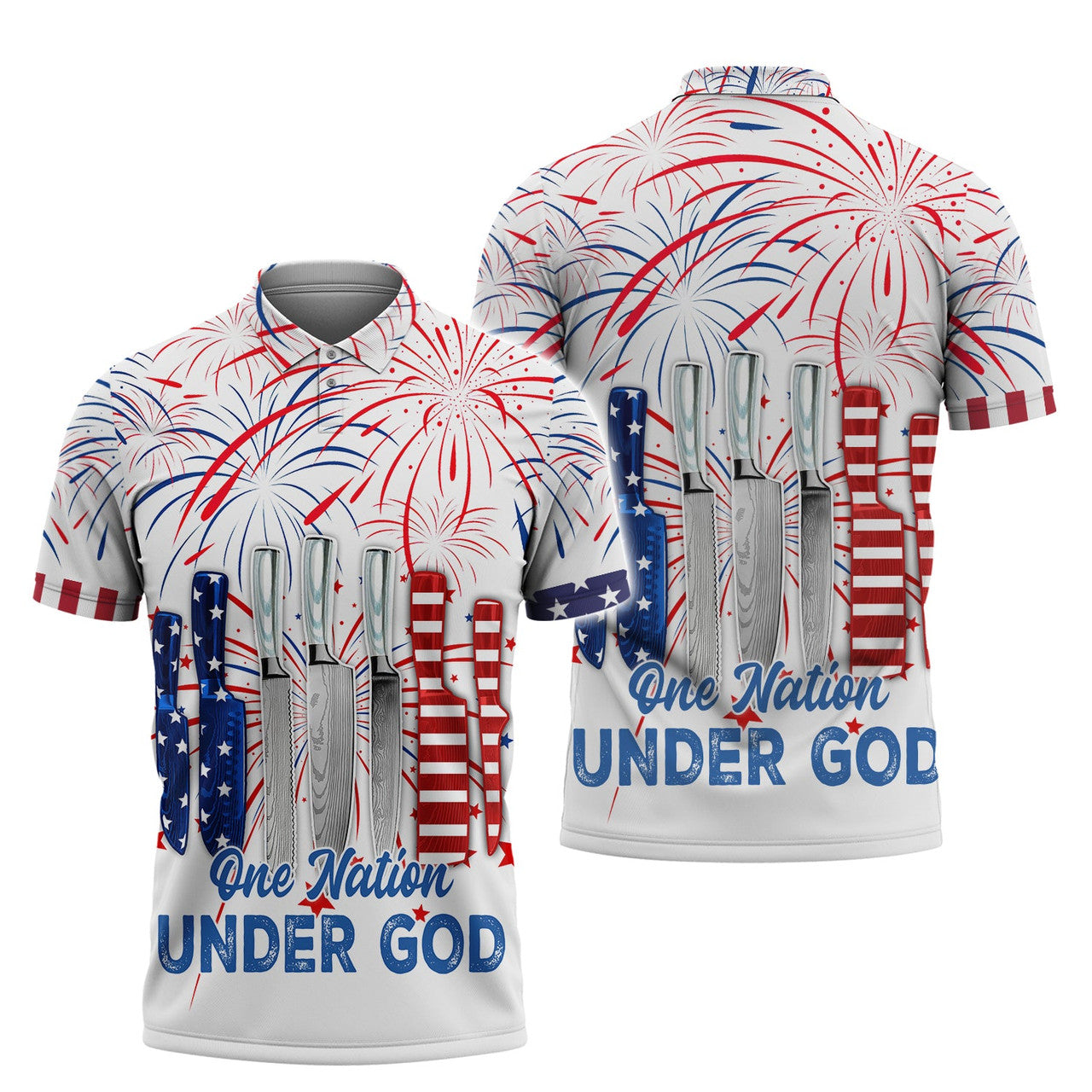 FUNSTUFFPRINT Independence Day Is Coming Chef One Nation Under God 3D All Over Print Polo Shirt Size S-5XL
