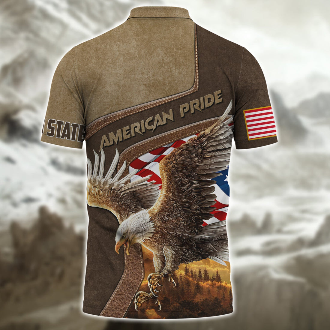 FUNSTUFFPRINT American Pride, Eagle, Personalized Name 3D Polo Shirt 12