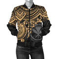 FUNSTUFFPRINT Polynesian Hawaii Bomber Jacket (Women) - Gold Turtle - 18 3D Bomber Jacket