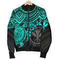 FUNSTUFFPRINT Polynesian Hawaii Bomber Jacket (Women) - Turquoise Turtle - 3D Bomber Jacket