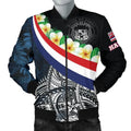 FUNSTUFFPRINT Polynesian Hawaii Men's Bomber Jacket - Hawaii Seal With Plumeria Style - 3D Bomber Jacket