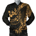 FUNSTUFFPRINT Polynesian Hawaii Men's Bomber Jacket - Polynesian Golden Humpback Whale - 3D Bomber Jacket