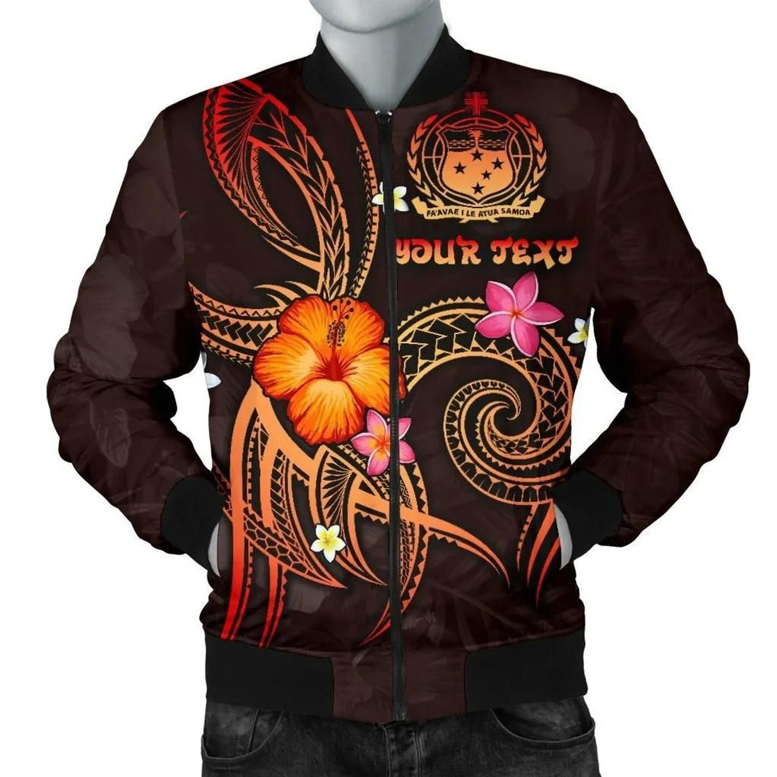 FUNSTUFFPRINT Polynesian Hawaii Personalised Men's Bomber Jacket - Legend of Samoa (Red) - 3D Bomber Jacket