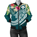 FUNSTUFFPRINT Polynesian Kanaka Maoli Women's Bomber Jacket - Summer Plumeria - 3D Bomber Jacket