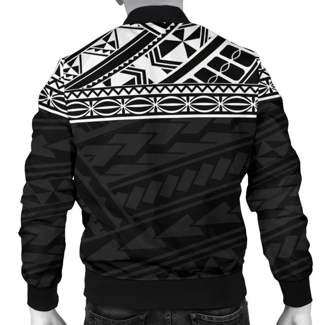 FUNSTUFFPRINT Polynesian Men's Bomber Jacket - Custom Black Style - 3D Bomber Jacket