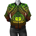 FUNSTUFFPRINT Polynesian Samoa Women's Bomber Jacket - Reggae Vintage Polynesian Patterns 3D Bomber Jacket