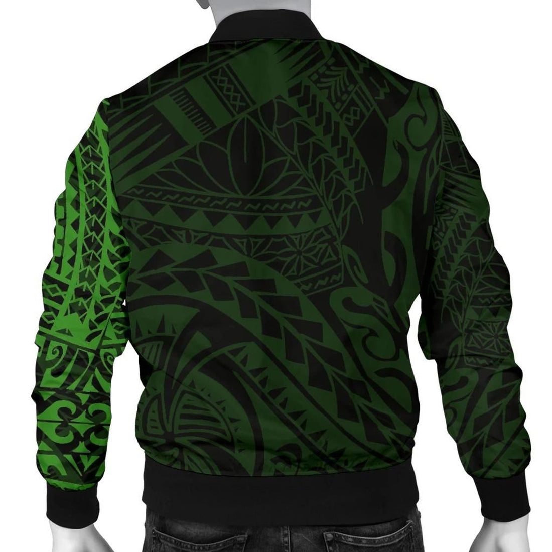 FUNSTUFFPRINT Polynesian Tattoo Style Men's Bomber Jacket Green 3D Bomber Jacket