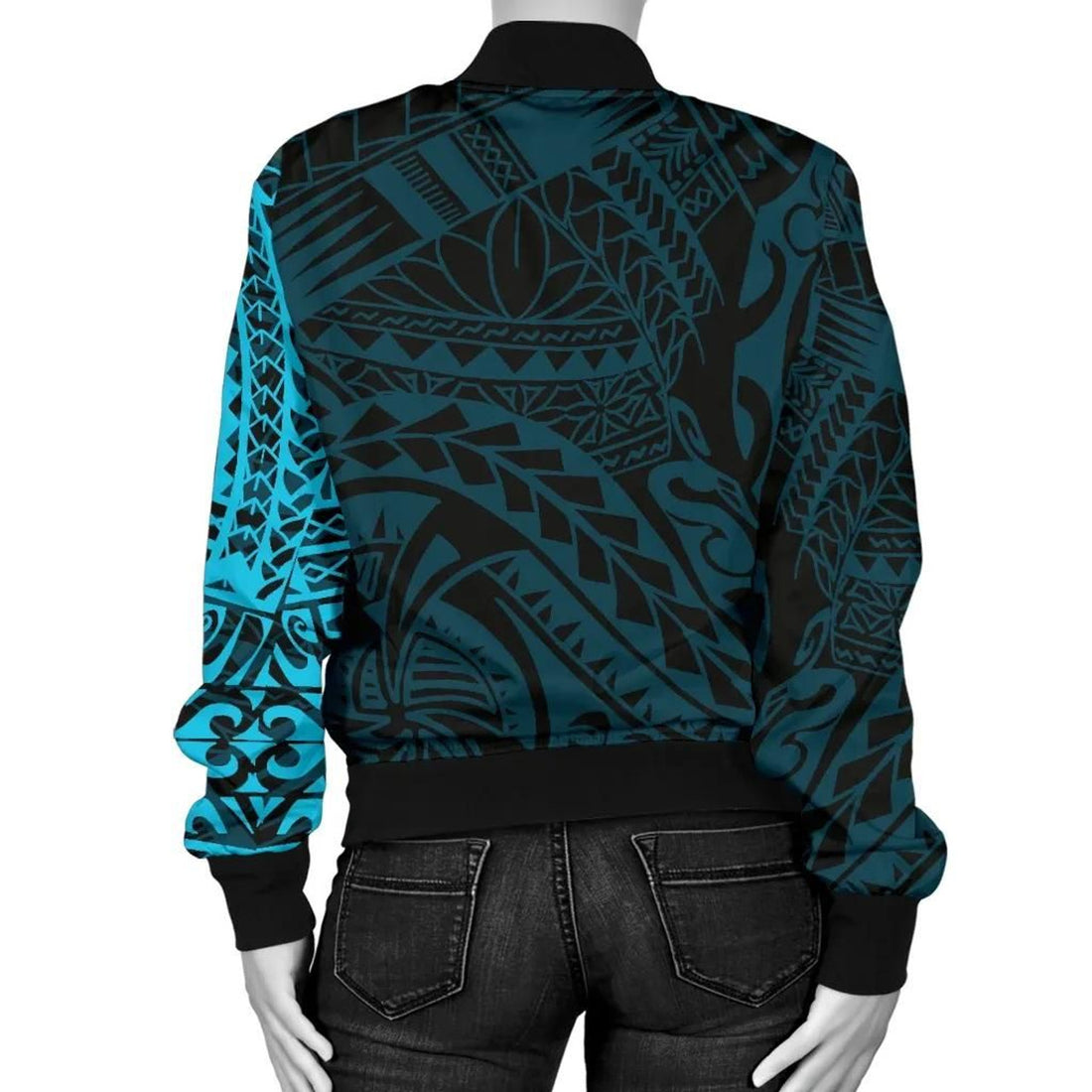 FUNSTUFFPRINT Polynesian Tattoo Styleomen's Bomber Jacket Blue 3D Bomber Jacket