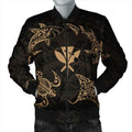 FUNSTUFFPRINT Polynesian Turtle Hammerhead Shark Ray Kanaka Hawaii Bomber Jacket Circle Gold - AH - R 3D Bomber Jacket